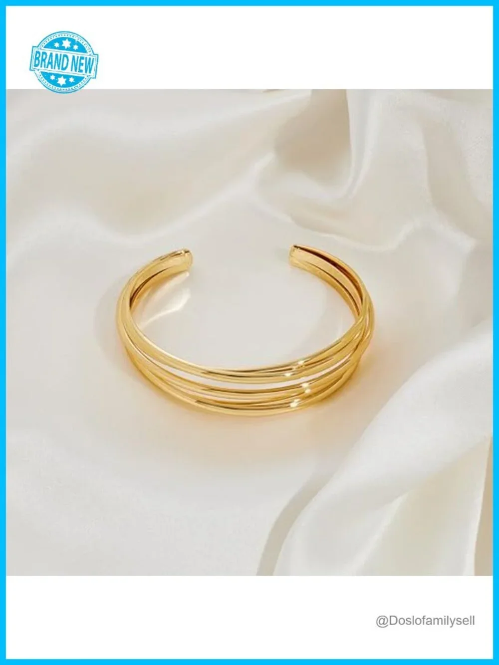 Gold Plated Chunky Multi-layer Cross Wire Open Cuff Bracelet - 18K Gold Finish